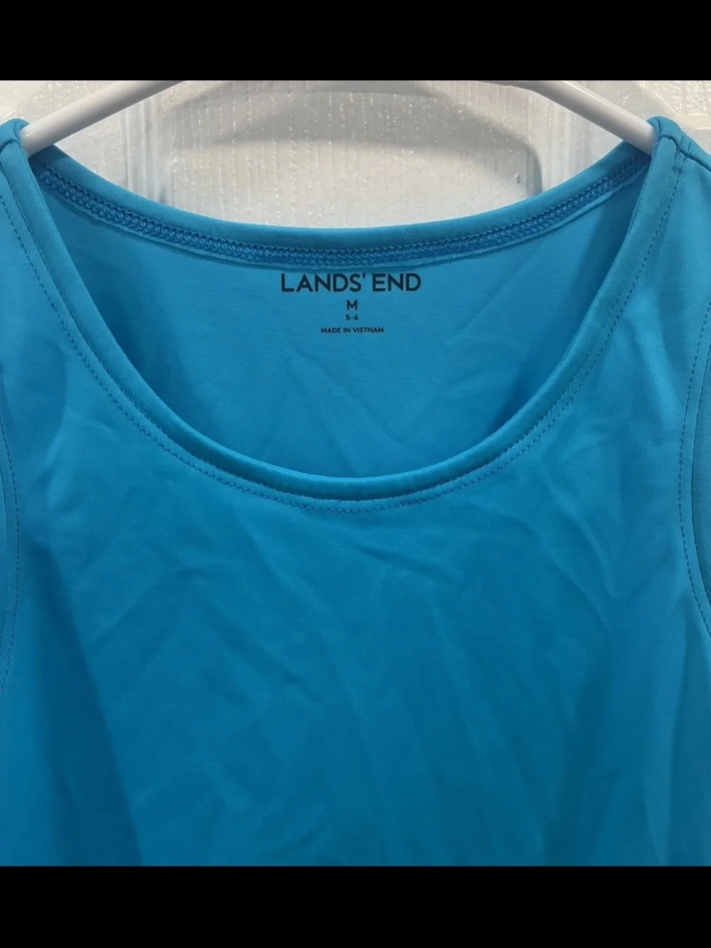 Lands' End Girls Swim Cover Up Size 5-6 Blue Ruffle Hem UPF Beach Pool